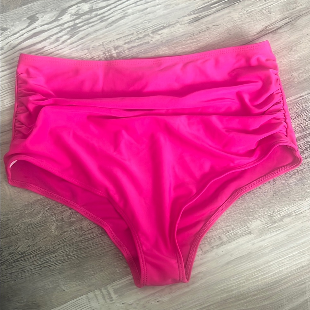 Vibrant Pink High-Waisted Bikini Bottom